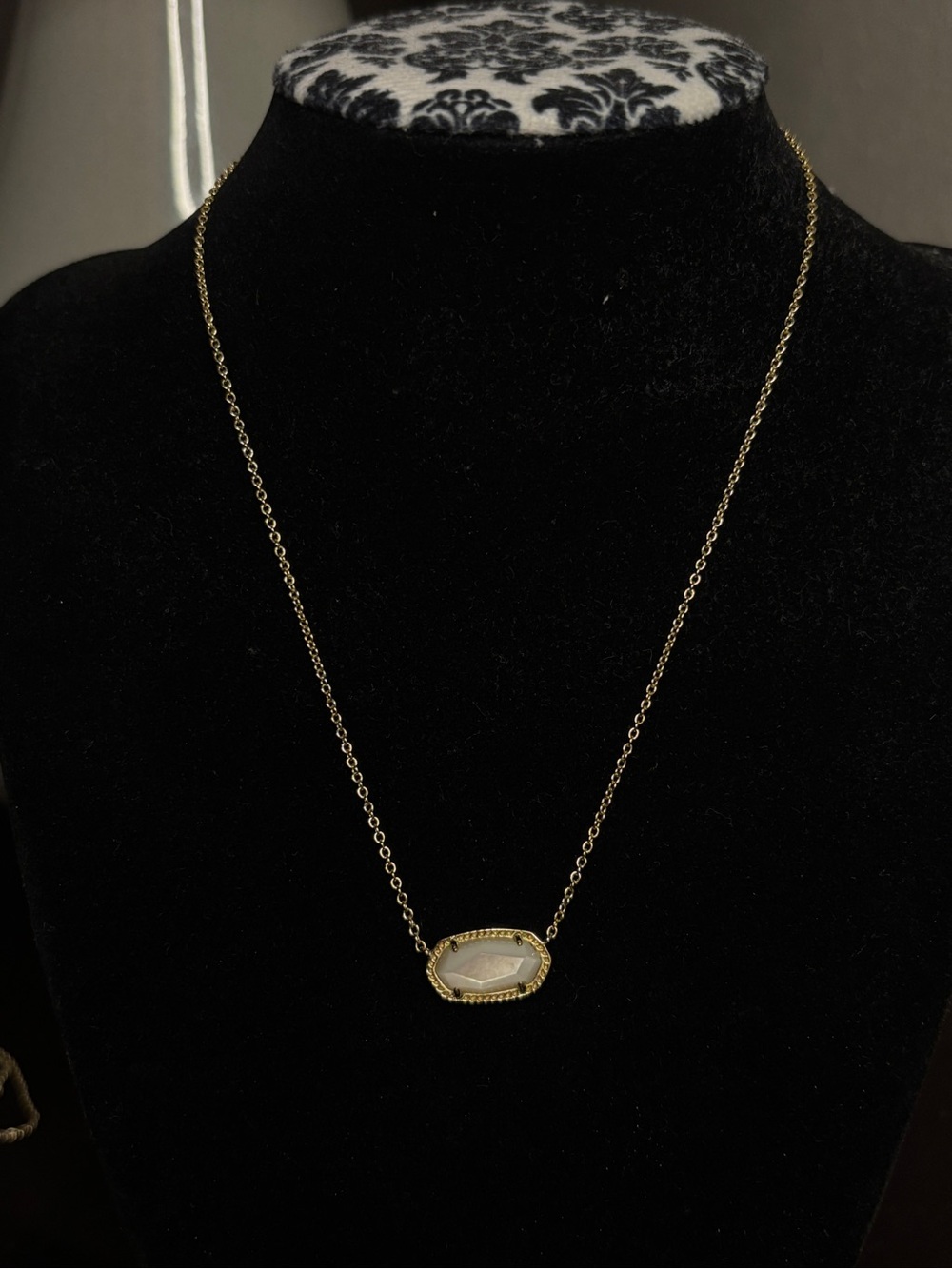 Elisa Gold Statement Necklace in Ivory Mother of Pearl